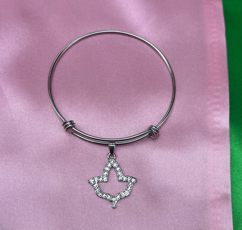 Rhinestone Ivy Outline Bangle Bracelet