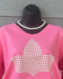 3D Pearl Ivy on Pink Long Slv Vneck Shirt