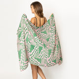 Geometric Printed Oblong Scarf Pink and Green