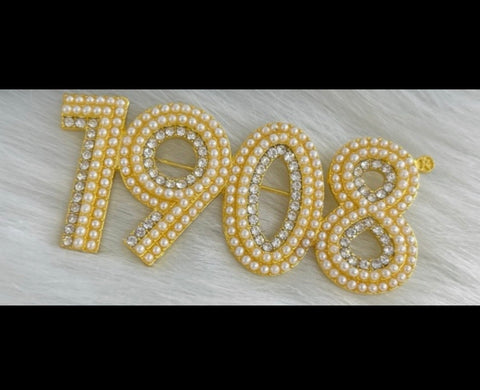 3 Layer Gold & Rhinestone AKA 1908 Lapel Pin