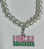 AKA HBCU EDUCATED Charm Pearl Bracelet