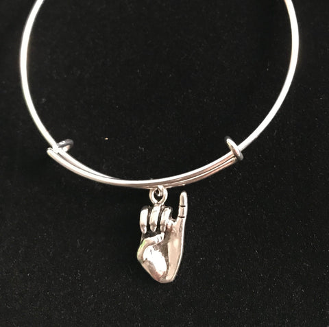 Silver Pinkie Charm Bangle Bracelet