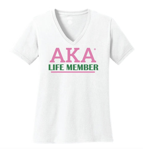 AKA Life Member Vneck - White