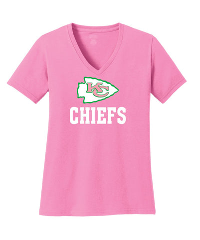 KC Chiefs Pink Vneck Shirt –
