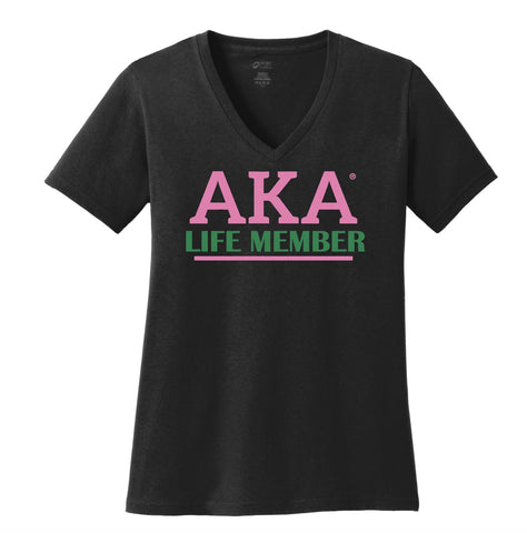 AKA Life Member Vneck - Black